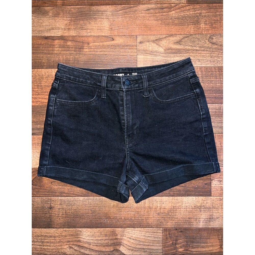 Old Navy Black Denim Roll-Cuff Jean Shorts
